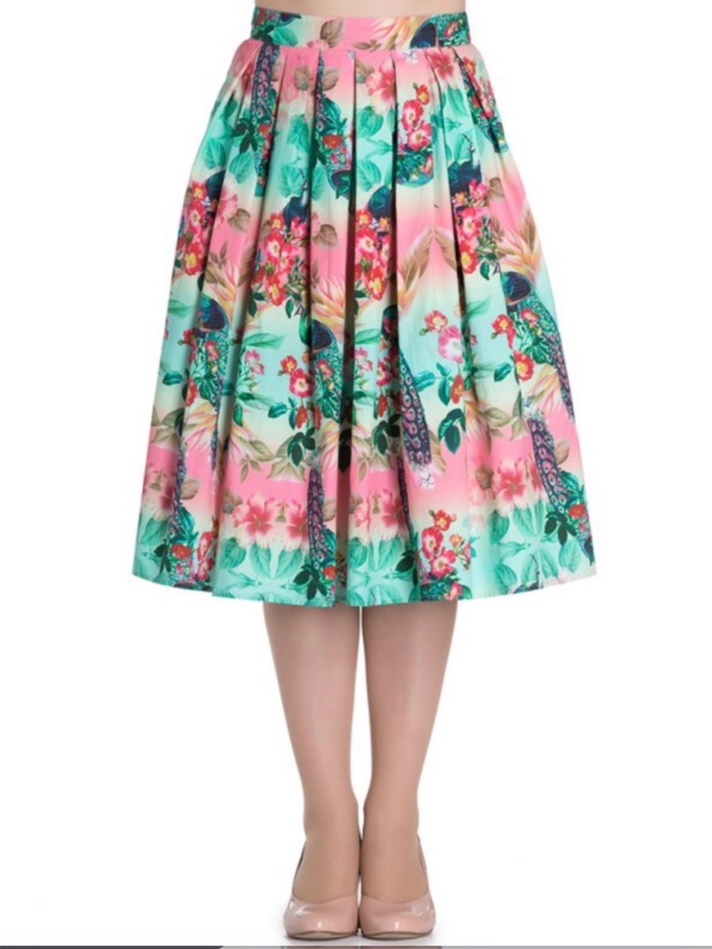 Hell Bunny peacock cotton Floral Circle Skirt